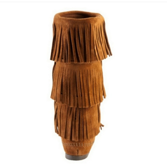 Minnetonka Three Layer Fringe Boots in Brown - Picture 6 of 16